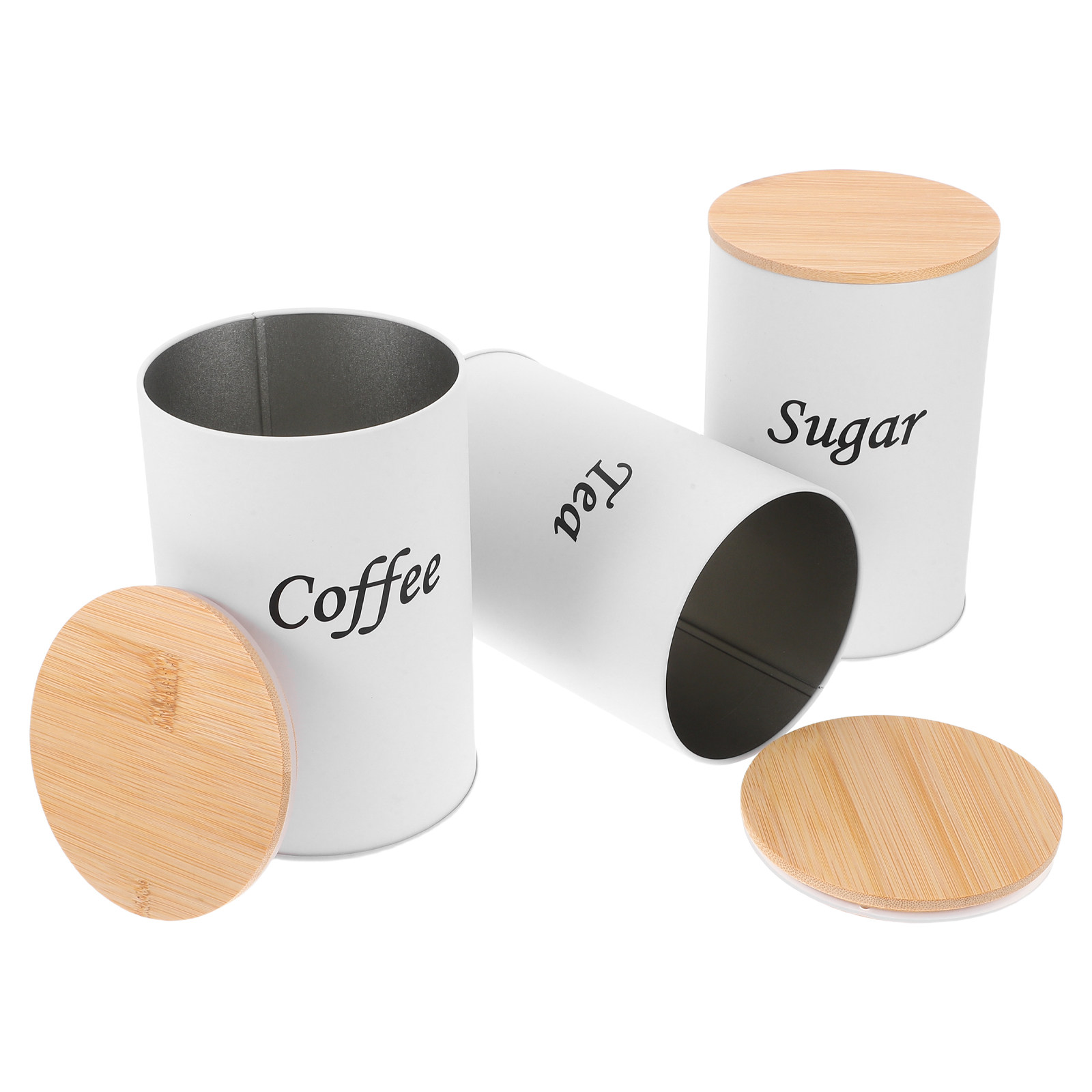 Coffee Tea And Bean - Set di 3 Contenitori Ermetici Rotondi