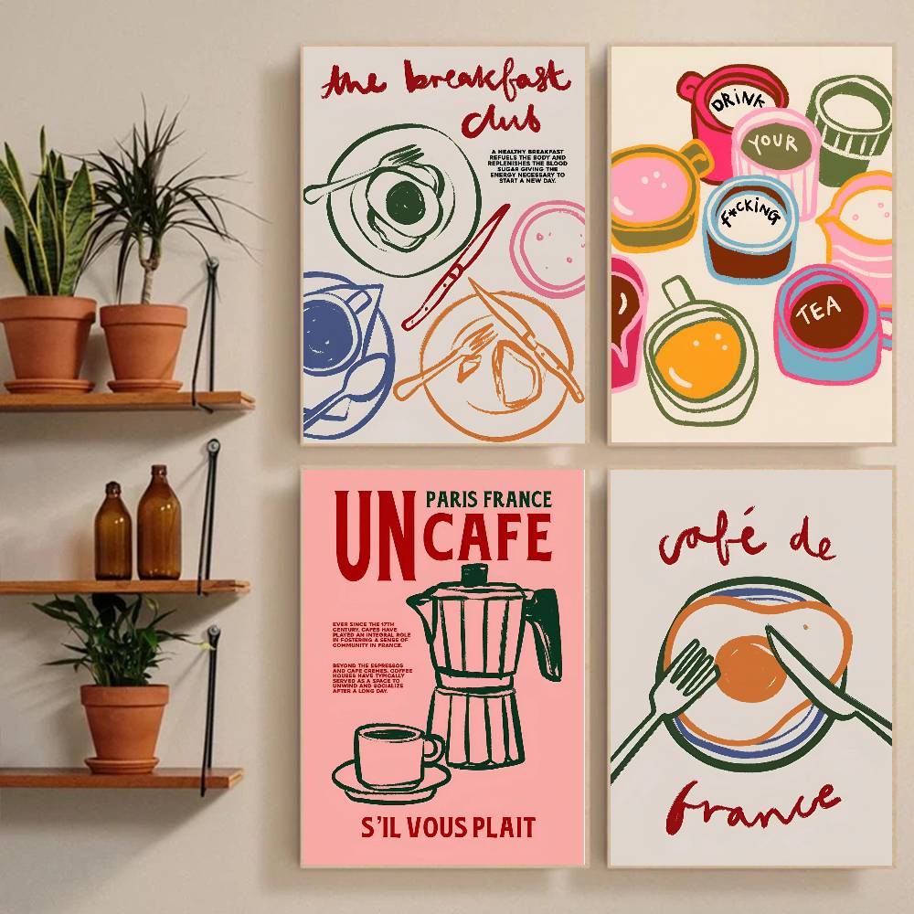 Poster Retrò con Caffetteria,  - Coffee Tea Cups recensione e prezzo